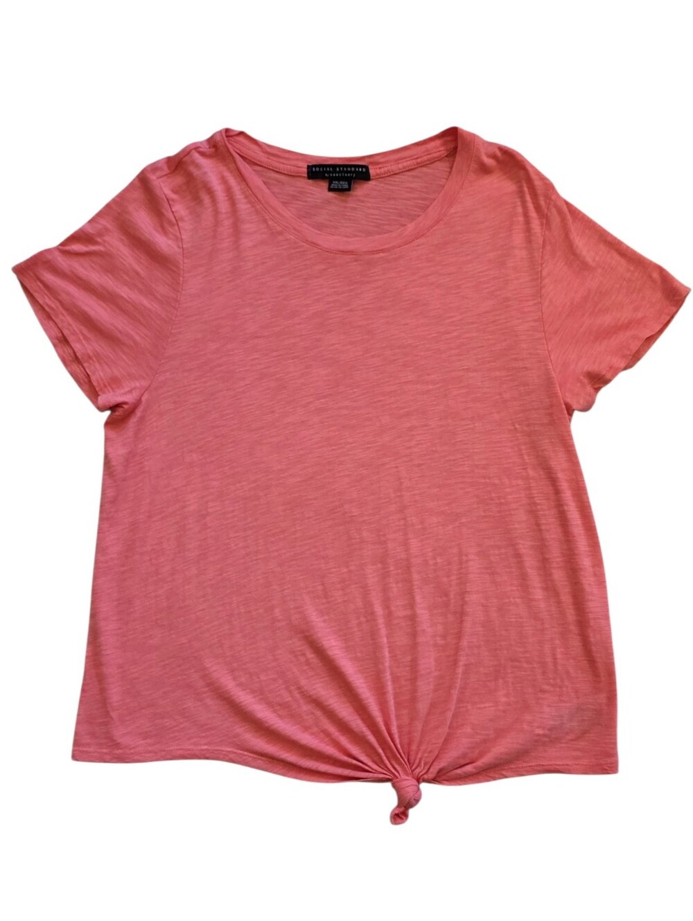 Social Standard by Sanctuary Front 2XL Coral Pink Tie Short Sleeve Tee Shirt XXL